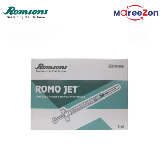 Romsons Romo Jet Syringe with Needle | Pack of 100 | Available in 1ml, 2ml, 5ml, 10ml, 20ml, and 50ml Sizes