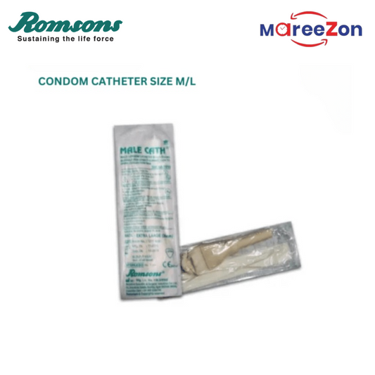 Romsons Male Cath External Male Catheter | Size: Medium (25mm) / Large (30mm) | Off White | Pack of 1