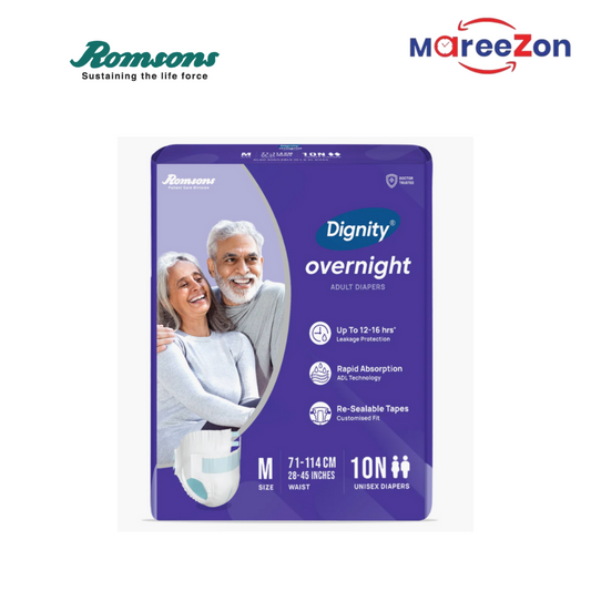 Dignity Overnight Tape-Style Adult Diapers | 12–16 Hour Protection | Unisex | Pack of 30