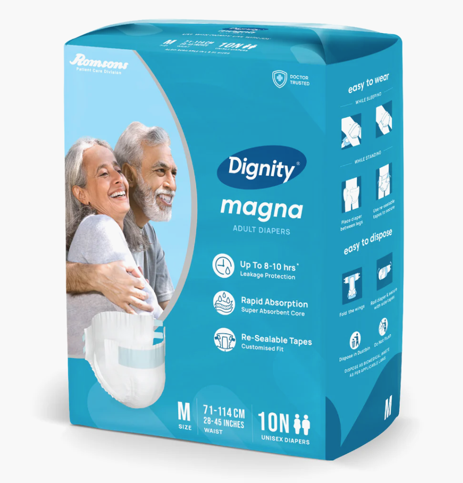 Dignity Magna Tape-Style Adult Diapers | 8–10 Hour Protection | Unisex | Pack of 30