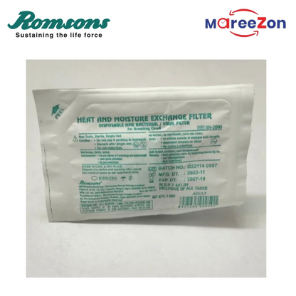 Romsons Disposable HME Filter (SH-2095) – Heat & Moisture Exchanger | Sterile | Single-Use