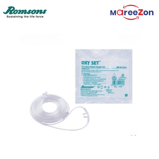 Romsons Oxy Set Twin Bore Nasal Oxygen Set SH-2016, Adult Size | 1 Kit | Comfortable & Efficient Oxygen Therapy