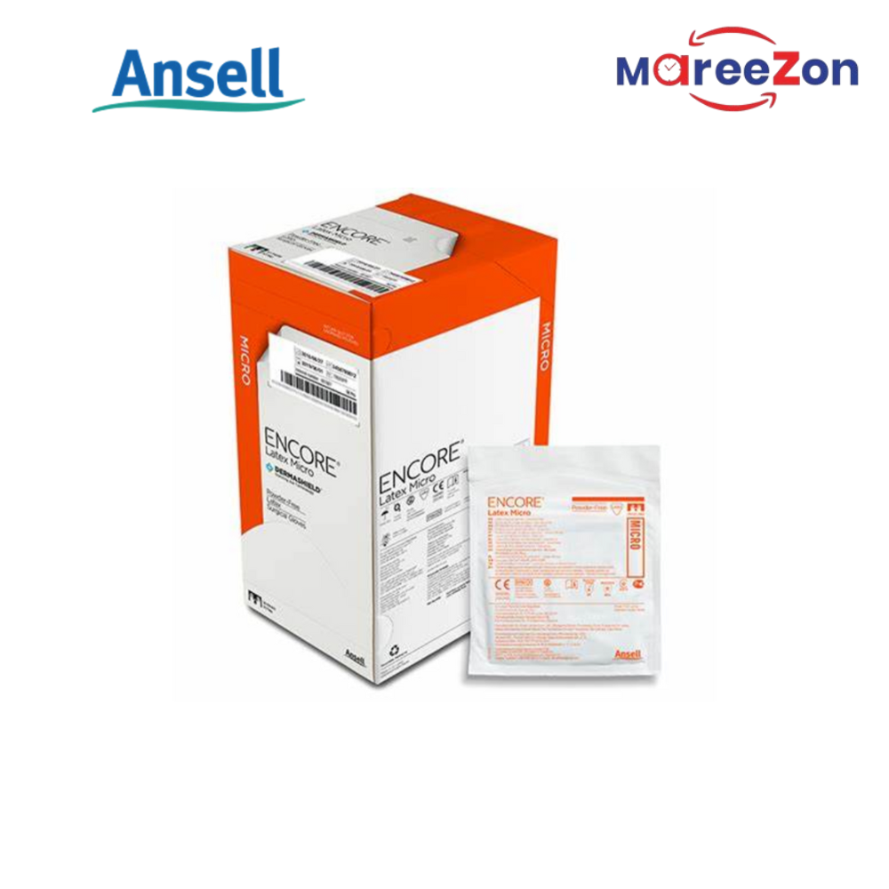 Ansell Encore Latex Micro Surgical Gloves – Powder Free | Sizes: 6.5, 7, 7.5 | Pack of 50 Pairs – Size 6.5 (Pack of 50)