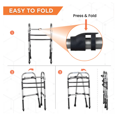Vissco Dura Max Walker with Wheels – Foldable, Adjustable, Lightweight Aluminium Walking Aid (Grey)