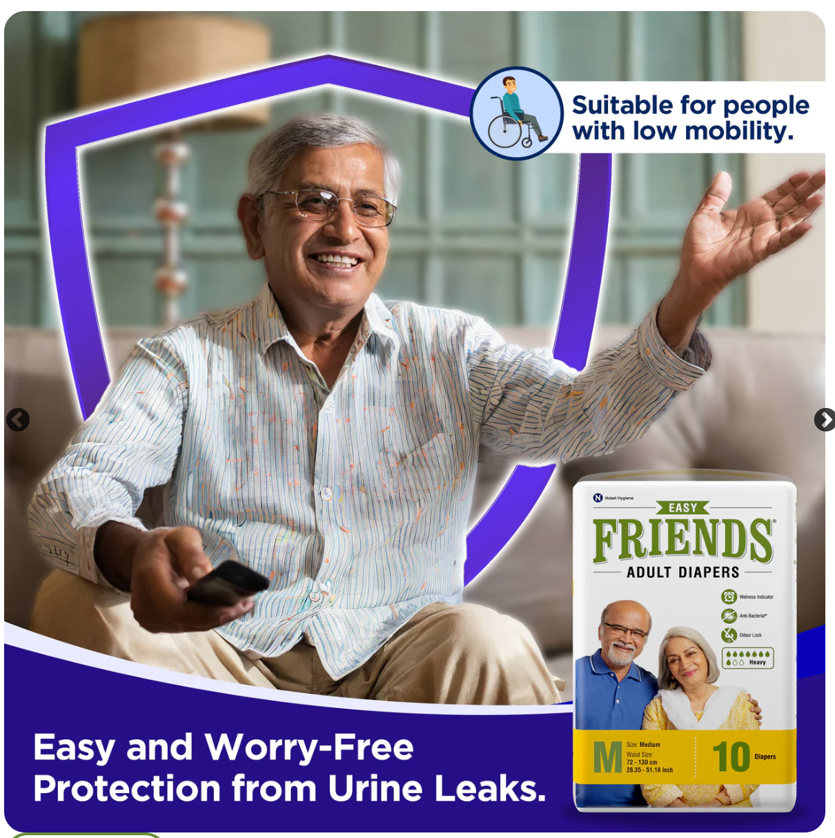 Friends Easy Adult Diaper – Tape Style | Unisex | Pack of 30