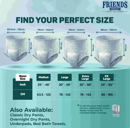 Friends Premium Adult Dry Pants – Medium / Pack of 30